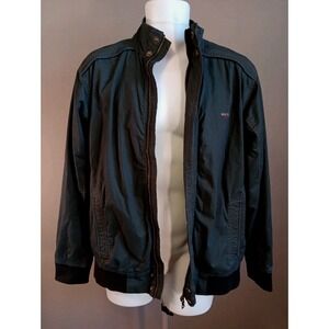 1998 Mufti Jeans India XL‎ collard Black Zip Snap Up Cotton Cuffed Moto Jacket